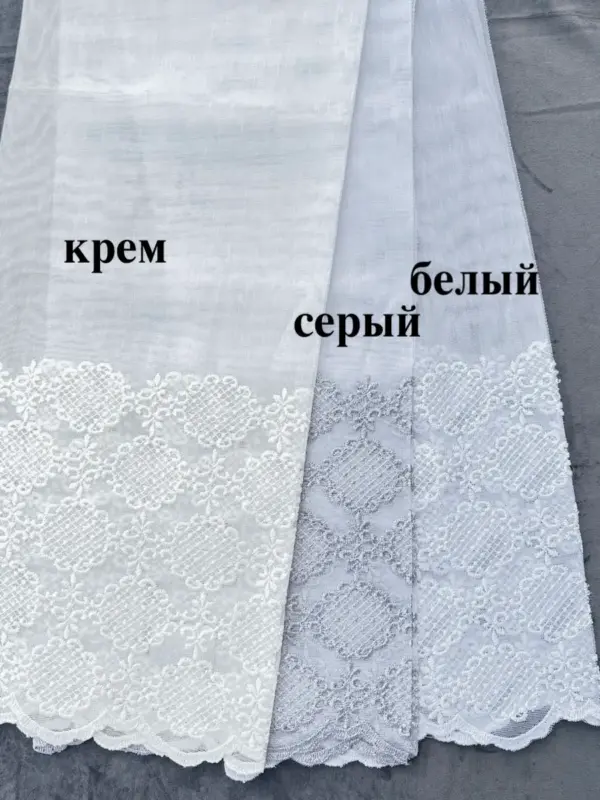 Тюль оптом бамбук с вышитым низом со склада