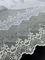 Тюль оптом на бамбуке с вышивкой внизу